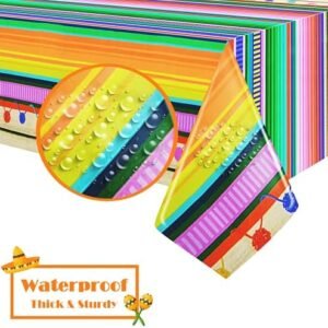 2PCS Mexican Table Cloth for Fiesta Themed Party Decorations – Disposable Cinco De Mayo Tablecloth for Mexican Themed Party Photo Booth Backdrop Taco Night,Table Cover for Taco Themed Party Supplies